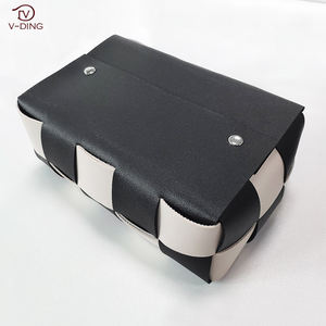 लक्जरी हाथ से बुने हुए पु चमड़े के ऊतक बॉक्स चेकरबोर्ड पैटर्न वाटरप्रूफ नैपकिन धारक - Product Image 5