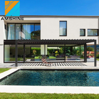 Ahşap tahıl Pavilion Pergola alüminyum dış mekan mobilyası bahçe LED ışıkları ile