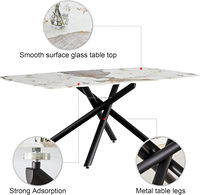 Ensemble de table à manger en marbre pour 6 tables avec dessus en marbre et 6 chaises en cuir pour la cuisine et la salle à manger