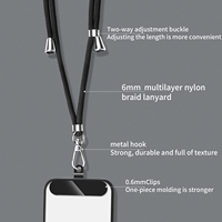 Lanière universelle en nylon pour téléphone portable, sangle de cou réglable en polyester, chaîne de charme, bandoulière compatible avec les smartphones complets