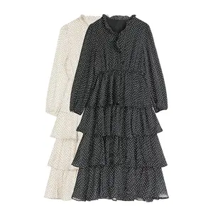 Boho Loose Women Rüschen Casual Mini Layered Black Beach Wear Koreanisches Kleid Sommer