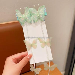 बेलेवर्ल्ड क्लिप एक्सेसरीज ब्रेडेड हेयर चेन मोती तितली सरल राजकुमारी रंगीन रंग हेयरपिन रिबन धनुष बाल क्लिप - Product Image 4