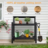 Banc de jardin robuste pour l'extérieur, en plastique HDPS noir, avec 3 niveaux de étagères à lattes, support de présentation pour plantes, pour jardin et terrasse