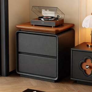 Mesita de Noche Moderna Minimalista de Madera Maciza, Estilo Crema de Lujo, Gabinete de Almacenamiento para Dormitorio - Product Image 3