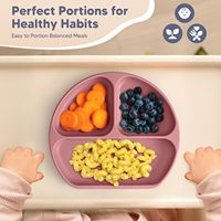 Vente en gros de 6 pièces sans BPA ensemble d'alimentation pour bébé en silicone écologique forte aspiration assiette divisée bol ustensiles à prise facile fabrication de fourchettes