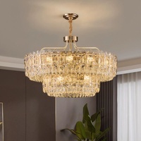 Lustre en cristal moderne en or Led clair, lampe de luxe, lustre décoratif pour salon, lampara