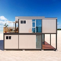 Maisons préfabriquées en conteneurs détachables de 40 pieds, maisons préfabriquées à 2 étages avec véranda en verre, 3 chambres, hôtel préfabriqué de luxe pour hôtellerie de tourisme