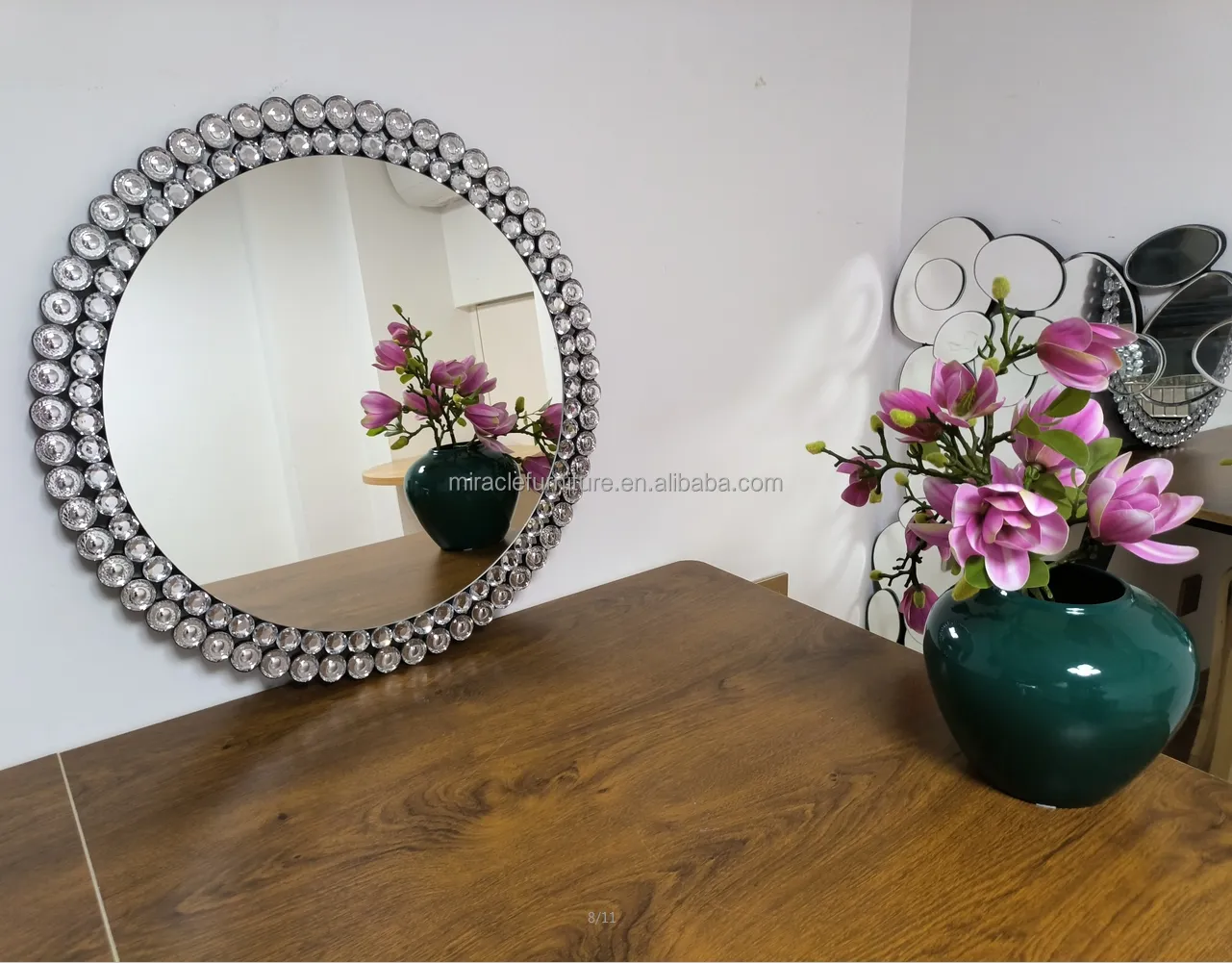 Espejo de pared redondo moderno, espejo decorativo de cristal, espejos de salón con acento para muebles de Hotel y hogar