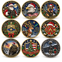 Pièce commémorative de Noël OEM, casque de pompier, flocon de neige, couronne, logo, émail dur, nickel brillant, pièce de monnaie de fêtes, fabricant sur mesure