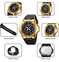 Reloj Digital Hombre Temporizador Cuenta Regresiva Hora Mundial LED 50mm Correa TPU 5BAR Impermeable Alarma OEM Logo Venta Mayor