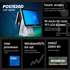 Sistema POS de Doble Pantalla Android/Windows, Pantalla Táctil de 15 Pulgadas, POS RFID <span class=keywords><strong>con</strong></span> Almacenamiento SSD Intel I3, WiFi de Doble <span class=keywords><strong>Banda</strong></span>, <span class=keywords><strong>Caja</strong></span> <span class=keywords><strong>Registradora</strong></span> - Product Image 2
