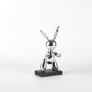 Offre Spéciale gros créatif bureau maison hall décoration argent <span class=keywords><strong>lapin</strong></span> Sculptures avec Base résine décor à la maison - Product Image 2