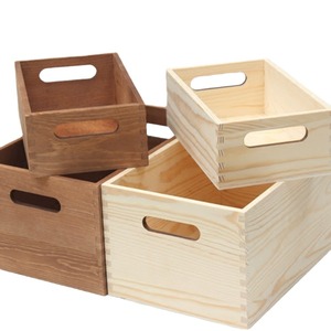 Solid Wood Storage <b>Box</b> Rectangle Open Top Desktop Organizer With Handles For Office Use - Product Image 5