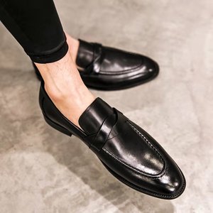 Zapatos <span class=keywords><strong>de</strong></span> Vestir Casuales para Hombre, <span class=keywords><strong>de</strong></span> Cuero Genuino, Estilo Británico, con Suela Gruesa, Punta en Pico, Antideslizantes y Transpirables - Product Image 2