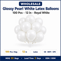 Lot de 100 ballons blancs nacrés brillants de 12 pouces, ballons en latex blanc royal pour anniversaire, mariage, baby shower, Halloween