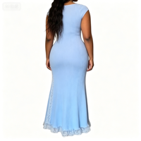 Robe longue d'été sexy en maille transparente à taille empire et manches courtes pour femme – Qualité supérieure