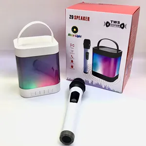 Speaker Mini portabel Bluetooth/WiFi luar ruangan Karaoke dengan lampu LED Z9 RGB sumber daya baterai USB untuk pesta