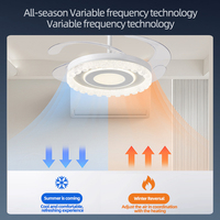 Ventilateur de plafond moderne en fer forgé de 42 pouces avec moteur DC, télécommande et design invisible, gradation réglable et faible consommation d'énergie