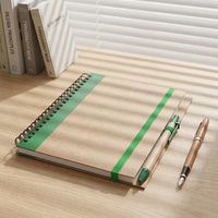 Cuaderno de Bambú Personalizado de Lujo con Espiral, Cuadernos de Papel Personalizables con Bolígrafo, Cubierta con Logotipo Impreso Personalizado