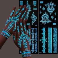 Autocollants de tatouage au henné temporaire blanc indien écologiques jetables en gros, imperméables pour le visage et le corps