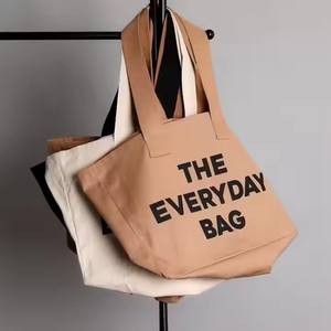 Sac fourre-tout en toile de coton réutilisable durable de grande taille personnalisé avec logo brodé Impression de grande taille Fabriqué en Chine - Product Image 5