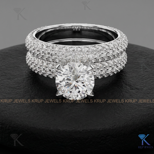 แหวนเพชรแล็บโกรว์ 2.50 กะรัต ทรงหรูหรา ประดับเพชรแบบหลายแถว วงแหวนทองคำแท้ 14K/18K สำหรับผู้หญิง ของขวัญสำหรับงานแต่งงาน - Product Image 2