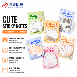 Cute Cat Shaped Sticky Notes <b>Memo</b> <b>Pad</b> Self Adhesive Repositionable Residue Free Custom Design for Students Office - Product Image 1