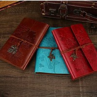 Carnet de voyage en cuir fait main A6 personnalisé vintage rechargeable avec impression sur le cuir