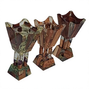 Golden Dunes Heritage Epoxy Resin and Acacia Wood Bukhoor Burner Handmade Artistic Oud Stand for Arabic <b>Home</b> Styling Ramadan - Product Image 1