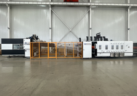 Machine automatique de fabrication de boîtes en carton ondulé avec imprimante flexographique quatre couleurs, plieuse, encollatrice, rainureuse et découpeuse