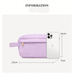 Bolsa de Cosméticos de Pana con Cierre Grande y Diseño Geométrico Personalizado para Chicas, Portátil para Viajes - Product Image 5