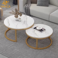 Nouvelle conception moderne et simple, table d'appoint ronde en métal avec plateau en pierre, tables basses modernes pour hôtel, produit personnalisé