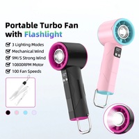 Kipas Mini Genggam S002 Terlaris di Asia Tenggara, Pengisian Daya USB, 100 Kecepatan, Layar Digital, Desain Turbo Bertenaga