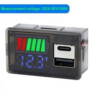 Medidor de Potencia y Voltaje Dual USB Tipo-C DC8-30/100V con Pantalla Dual, Medidor de Nivel de Carga de Batería, Medidor de Potencia USB