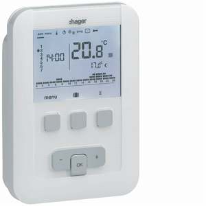 EK530 Personalizzabile con cronotermostato digitale settimanale Hagers, da parete, 230V AC, 1 contatto 5A - Product Image 1