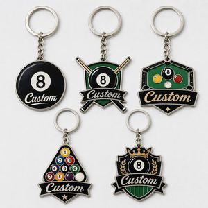 Llaveros Personalizados al por Mayor de Alta Calidad con Ocho Cadenas de Bolas, Diseño de Logotipo de Club para Amantes del Billar, Souvenir - Product Image 1