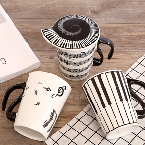 Tasse en céramique originale avec notes de musique, pour lait, jus, café, thé, pratique pour la maison, le bureau, la boisson quotidienne - Product Image 2