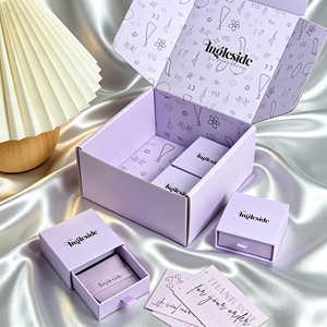 Luxury Recyclable Lavender Jewelry Box Set Custom Design Printed Mailing Box and <b>Pull</b> Out <b>Drawer</b> Box for Jewellery Branding - Product Image 2