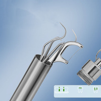 Ensemble de cure-dents portables réutilisables en acier inoxydable argenté, 7 pièces, hygiène buccale, outil de nettoyage dentaire facile à utiliser, boîte en forme de brosse