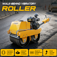 Livraison Gratuite Mini Compacteur Vibratoire à Double Rouleau Poussé à la Main 550 kg, Compacteur Routier à Double Roue Motrice à Vendre