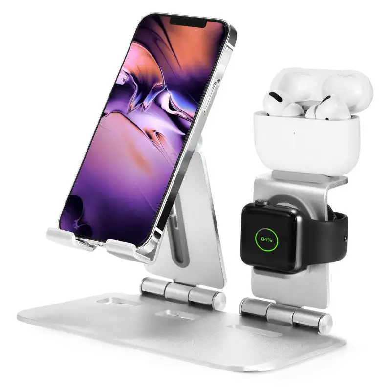 Hot sale 3 In 1 aluminum mobile phone holders For Iphone Charger Dock Holder For Apple for Airpods for Apple Watch