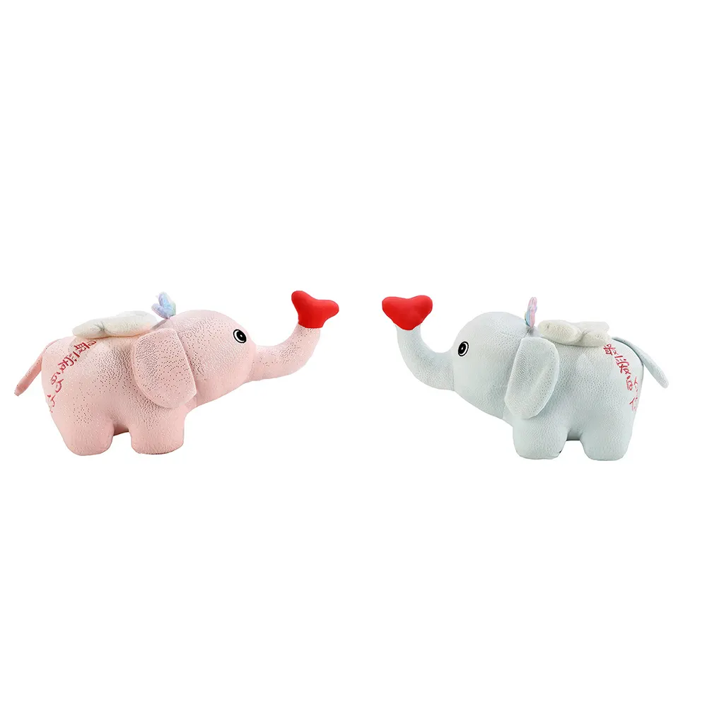 BSCI 2024 China Valentine Gifts Dolls 30cm 50cm Cute Elephants Plush Stuffed Doll Valentine's Day Decoration Sets