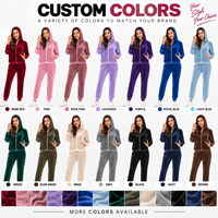 Ensemble de survêtement en velours personnalisé pour femme, coupe décontractée, vêtements de détente tendance, velours doux et luxueux, sweat à capuche zippé intégral et pantalon de jogging, ensemble deux pièces