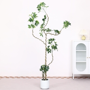 Planta verde de simulación, pie de pato, madera, luz de gama alta, sala de estar interior de lujo, planta de suelo en maceta grande, bonsái - Product Image 3