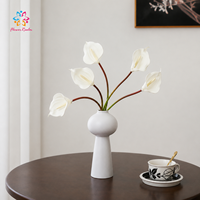 Bunga Anthurium Buatan Real Touch, Tangkai Karet Lembut Dapat Dibengkokkan, Bunga Tropis Palsu untuk Dekorasi Vas Rumah, Hotel, Pernikahan