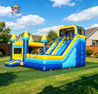 Château gonflable coloré combiné avec toboggan sec, directement de l'usine, facile à installer, idéal pour les locations événementielles