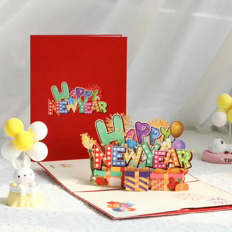 منتجات شعبية رسائل 3d السنة الجديدة الرعاية أرنب بطاقة تحية شكرا لك