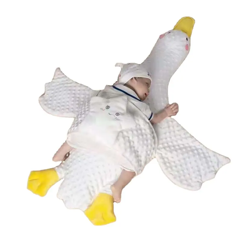 110cm Big Massage Duck Soft Stuffed Big White Goose Plush Toy Massage Bed Plush Toys Baby Sleeping Pad Long Pillow
