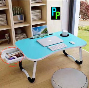 Bureau d'ordinateur portable pliable portable <span class=keywords><strong>avec</strong></span> ports USB support pour ordinateur portable et fente pour tasse pour manger support de lecture pour ordinateur portable et <span class=keywords><strong>tiroir</strong></span> pliant - Product Image 1
