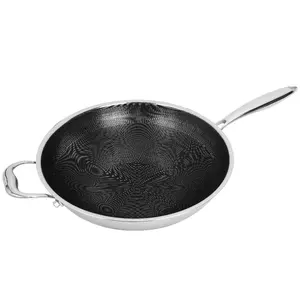 Fabrik Kochgeschirr schnelle Wärmeleitung dreilagige Waben Edelstahl Antihaft-Koch wok Pfannen chinesischen Wok